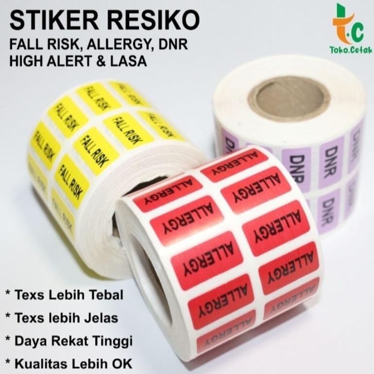 

ORIGINAL STIKER PENANDA RESIKO PASIEN ISI 2.500 PCS / STIKER PENUNJANG MEDIS / FALL RISK, ALERGI, DNR, HIGH ALERT & LASA in-129