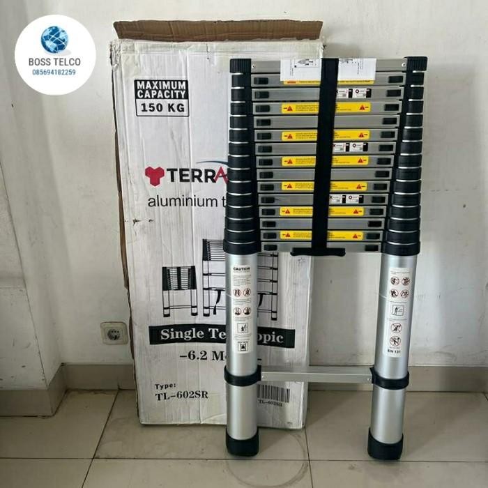 Tangga Teleskopik Aluminium 6,2 Meter Single Silver Terbaik