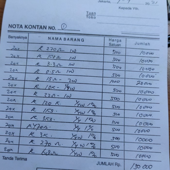 

TERBARU nota pembelian pak Arif Rp 1,420,500 BISA GRAB!