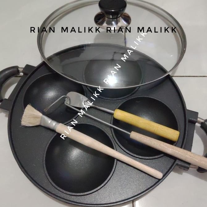 Cetakan kue serabi HAPPY CALL isi 4 Lubang Bahan Teflon + Tutup kaca HC