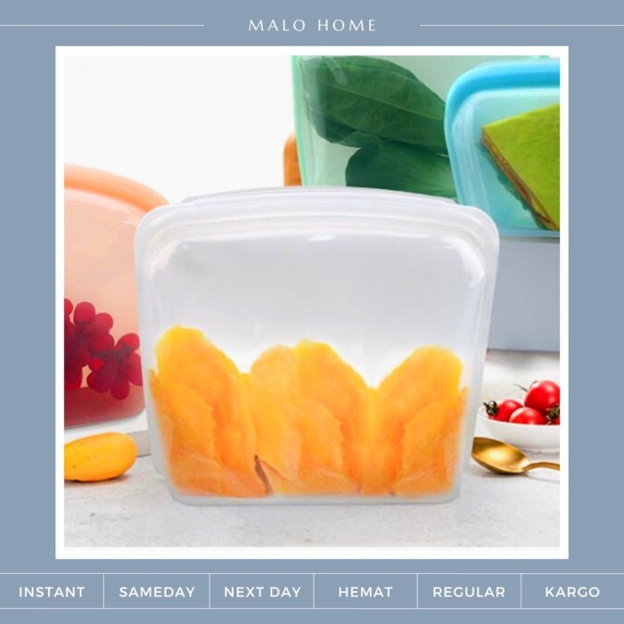 Silicone Pouch Standing 4000 Ml Kantong Silikon Ziplock Reusable Set