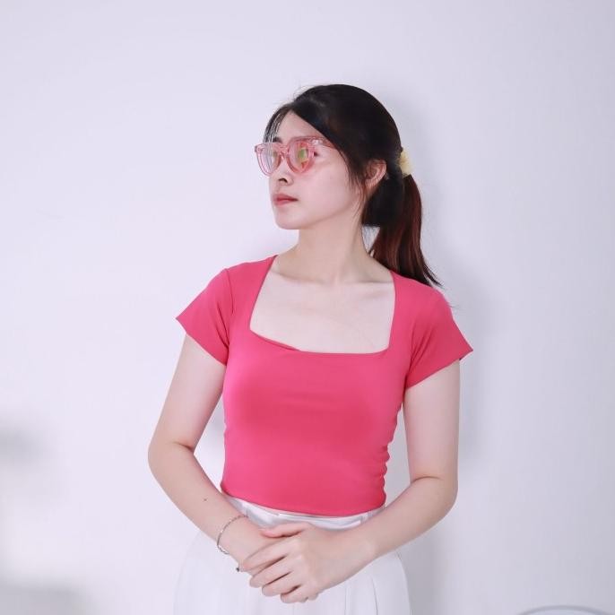 MSMO SASSY SQUARE SLEEVE CROPTOP / Atasan Crop Shirt Wanita HC