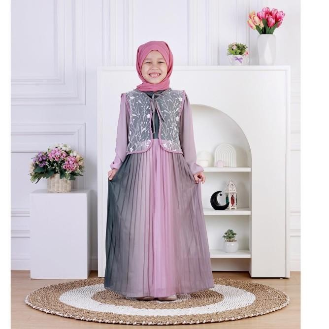 READY DUNGDUNGKIDS GAMIS ANAK MOREEN CERUTY BABYDOLL PLISKET ROMPI TILE BORDIR FREE PASHMINA3-12TAHU
