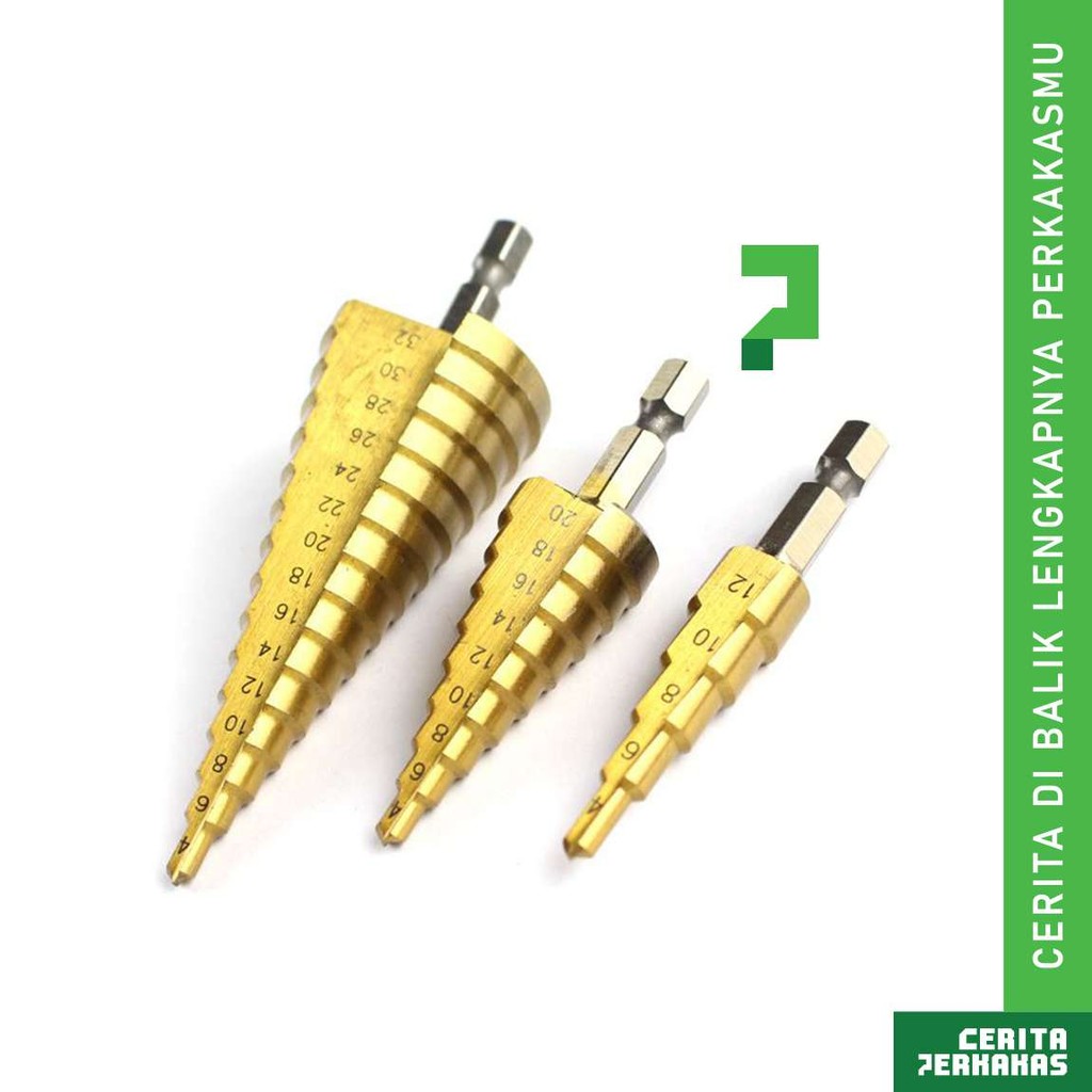 Bor Mata Pagoda 3in1 CP / Bahan HSS Lapis Titanium / Pouch