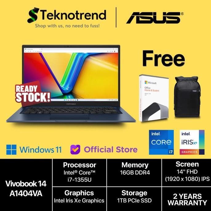 Asus Vivobook 14 A1404Va Core I7-1355U 16Gb 1Tb Ssd 14" Fhd Ips Win11