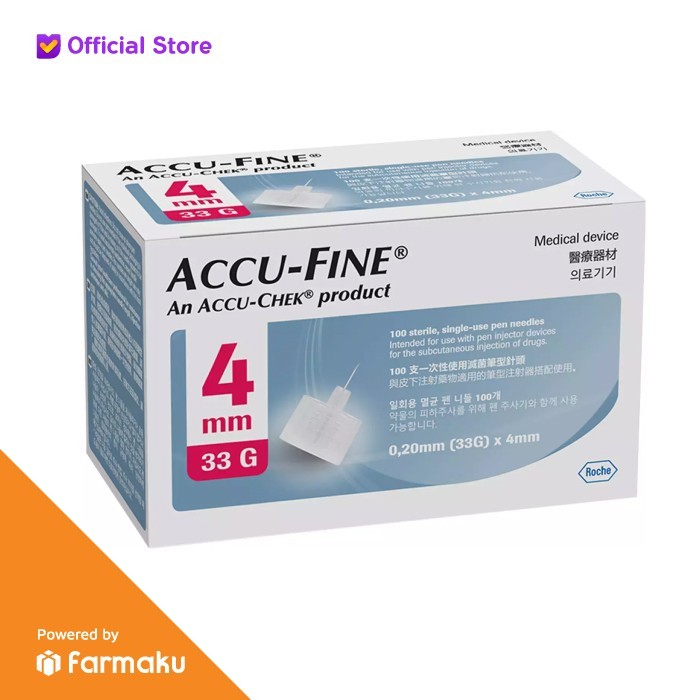 Accu-Fine Pen Needle / Jarum Insulin 33G 4mm by Accu-Chek