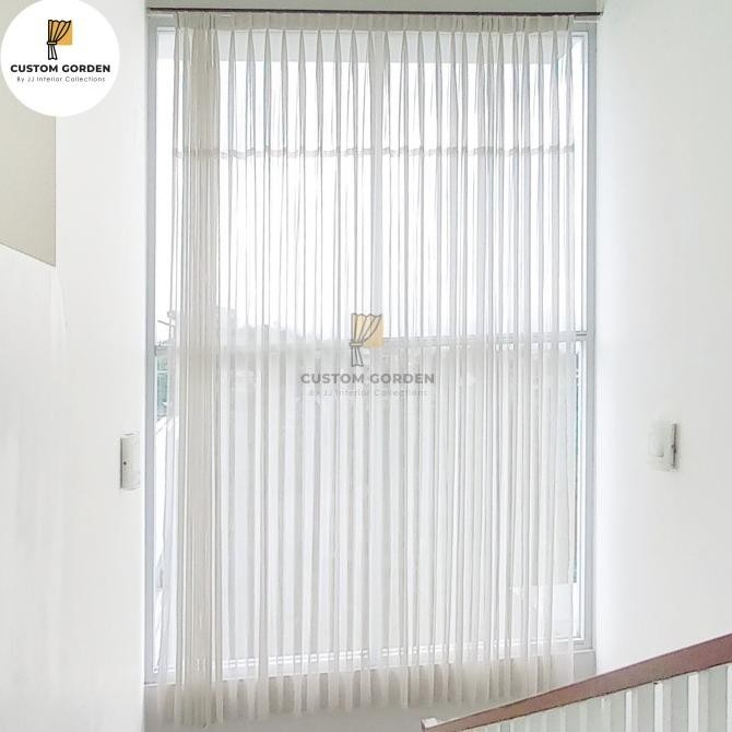 Vitrase Polos Minimalis Pelapis Gorden Voile Kain Putih Transparan -Cg