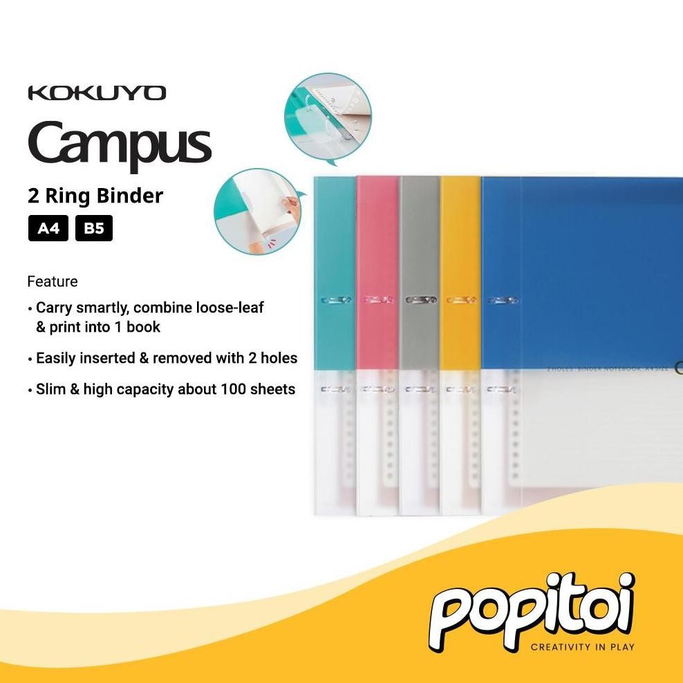 

RUBYSU KOKUYO CAMPUS 2 RING BINDER LOOSE LEAF NOTEBOOK A4 B5 ORDNER