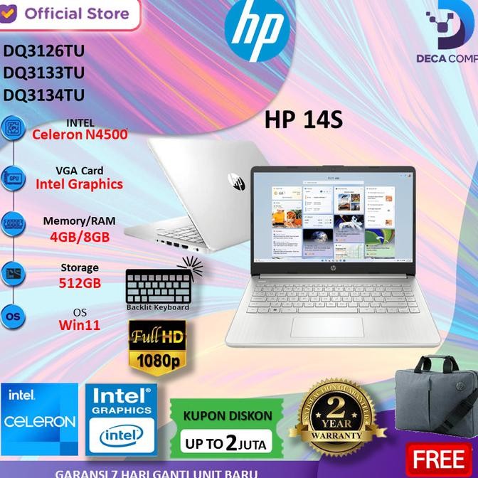 Laptop Hp 14S Dq3133Tu Celeron N4500 4Gb/8Gb 256Gb/512Gb Ssd Win11 W10 Ohs 14.0/Dq0508Tu N4120 4Gb 2