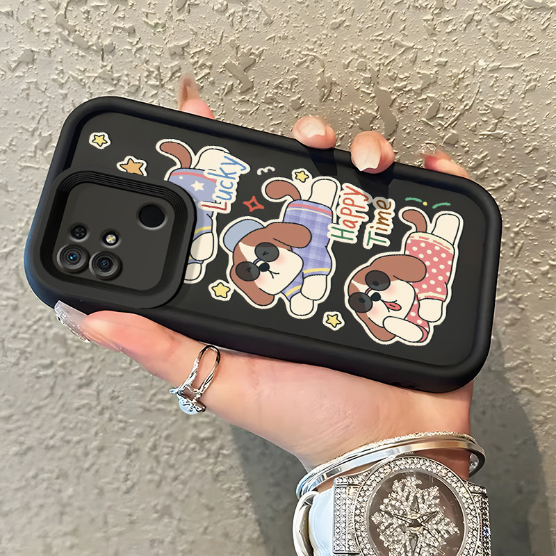 Casing Hp Xiaomi Redmi 10C Case anjing kecil memakai kacamata hitam kasingg Cesing ponsel Kesing sil