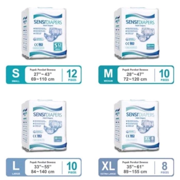 SENSI ADULT DIAPERS/POPOK PEREKAT SENSI/POPOK DEWASA PEREKAT (S12/M10/