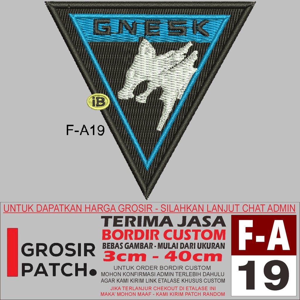 PATCH BORDIR LOGO F-A19 GNESK BREAKOUT AREA ARENA SERIGALA SEGITIGA - GROSIRPATCH REVIEW/TESTIMONI