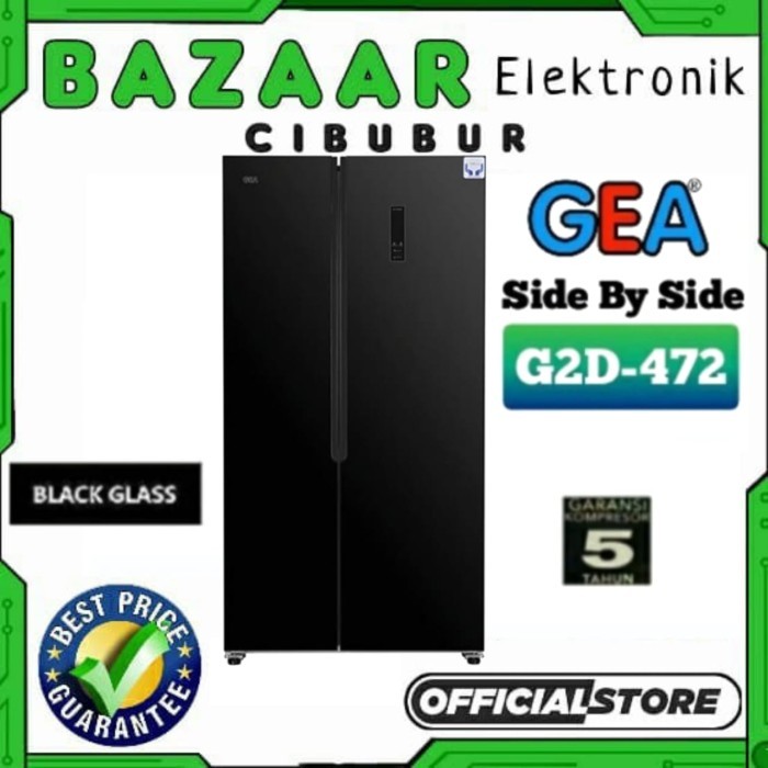 GEA KULKAS SIDE BY SIDE G2D-472 / G2D 472 / G2D472 BLACK JABODETABEK
