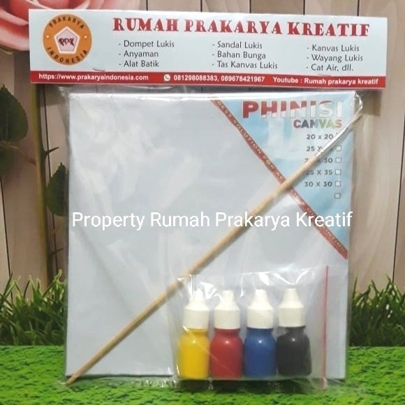 

Paket Alat melukis kanvas + cat 4 botol + kuas siap pakai