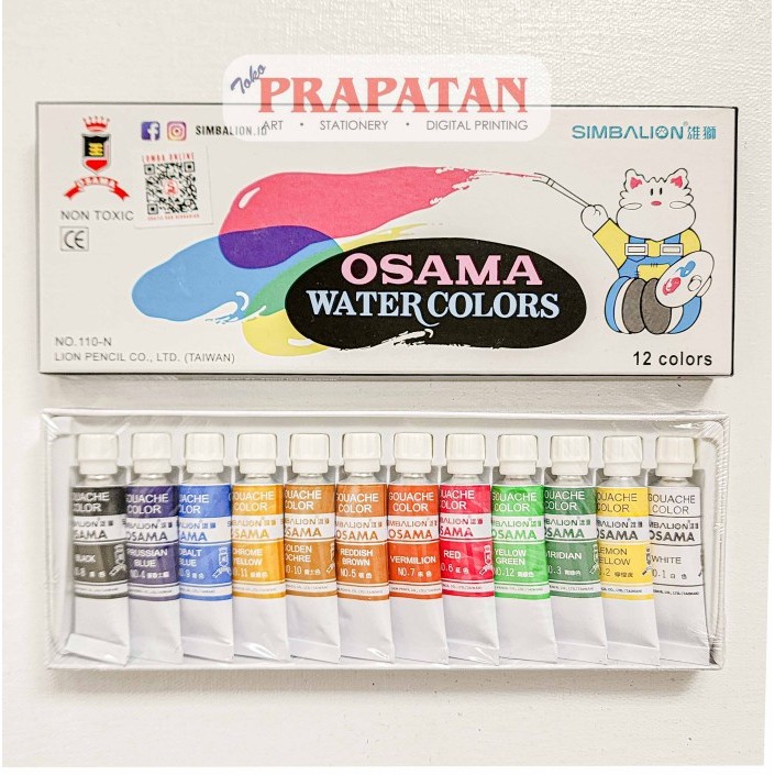 

Simbalion Osama Watercolor Set Tube 12C 110-N | Cat Air Set