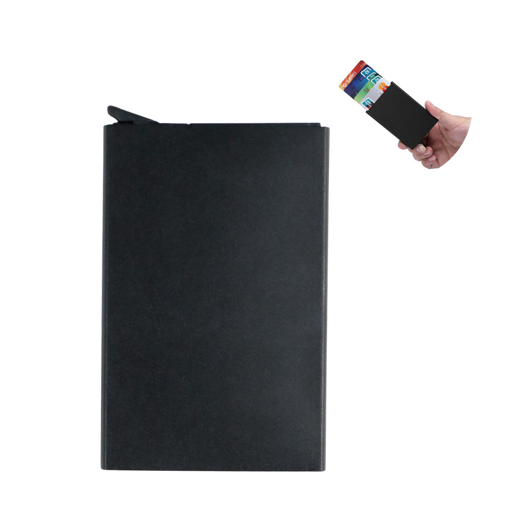 Rhodey Dompet Kartu Slim Slider Aluminium Hitam