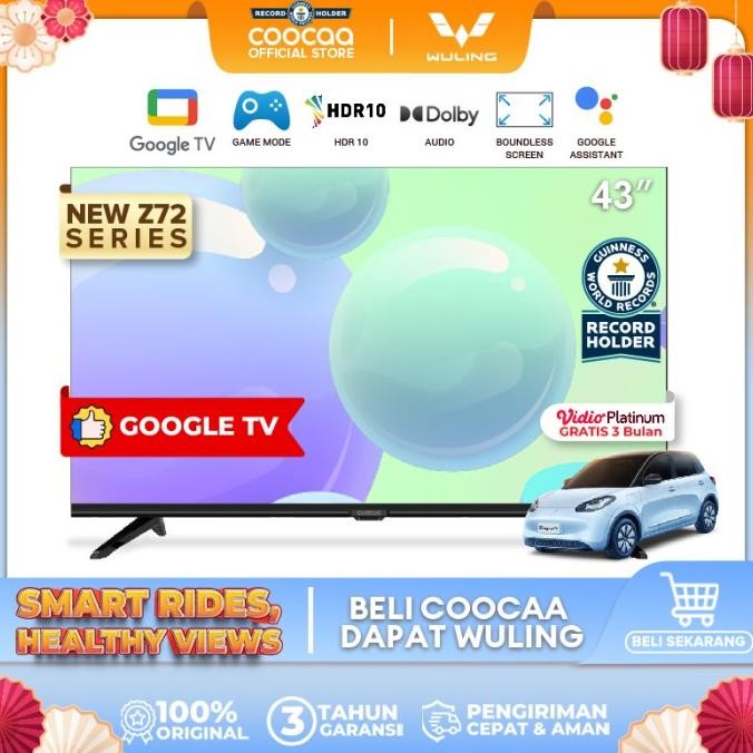 [Google Tv] Coocaa 43 Inch Smart Led Tv - Flicker Free (Coocaa 43Z72)