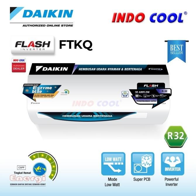 Ac Daikin Flash Inverter 1/2Pk Ftkq15
