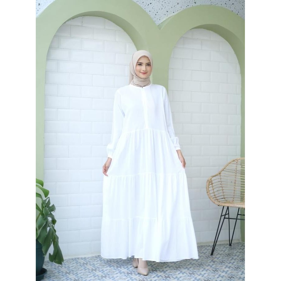 Gamis Putih Polos Jumbo LD 124 Katun Rayon Gamis Umroh Haji Jesica