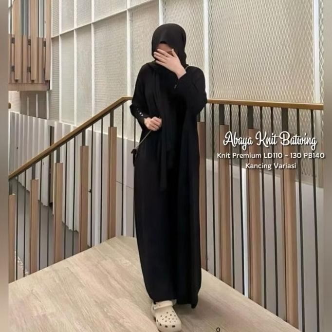 Abaya Knit Premium Jumbo Ld 130 Gamis Rajut  Kasual Harian Bw9300 Abaya Knit Batwing [Terlaris] [Ter