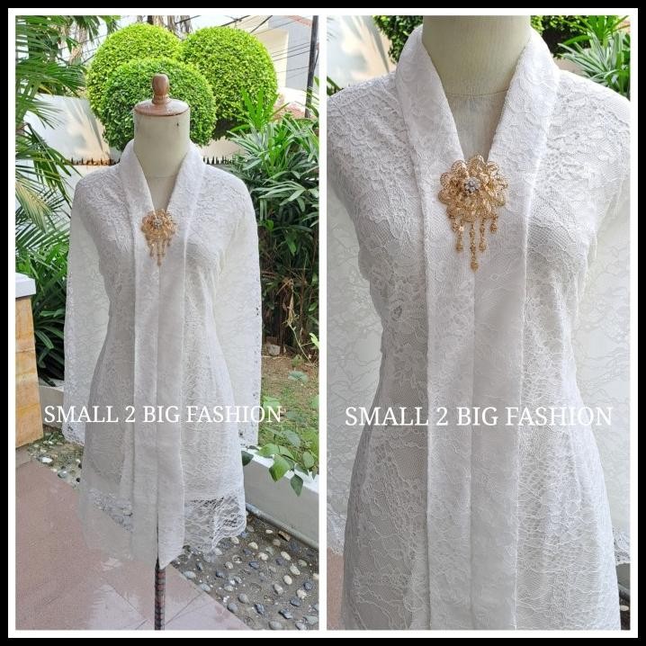 Kebaya Brokat Putih Akad S - 5L / Kebaya Brukat Putih Pesta Muslim Best Seller
