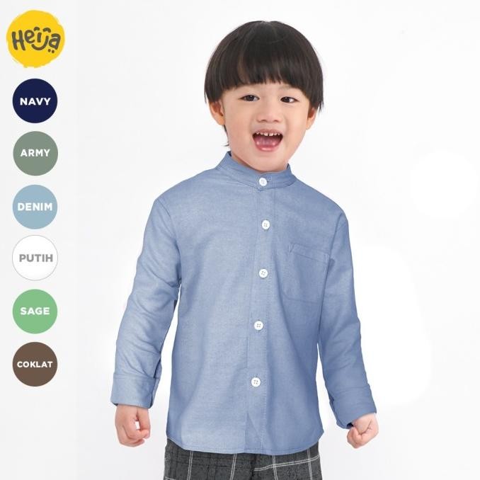 KEMEJA KOKO ANAK LENGAN PANJANG COUPLE AYAH - BIRU MUDA DENIM | NOVUS