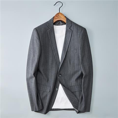 Jaket Blazer Bergaris Pria, Atasan Kasual Bisnis Bergaya untuk Remaja