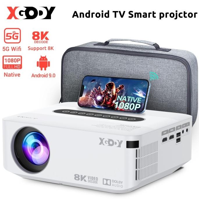 Xgody Proyektor Android 9.0 4K 380 Ansi Lumens 2Gb+16G Bluetooth X1