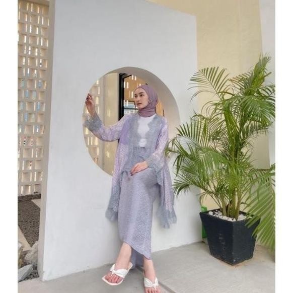 Terbaru Kain Set Kebaya Batik Outer Lace Viscose Renda Rok Lilit(Satu Set Atas Best Seller
