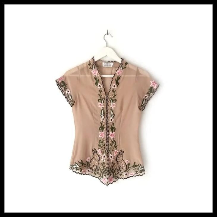 Po Kebaya Chiffon Classic Handmade Nude Pink Best Seller