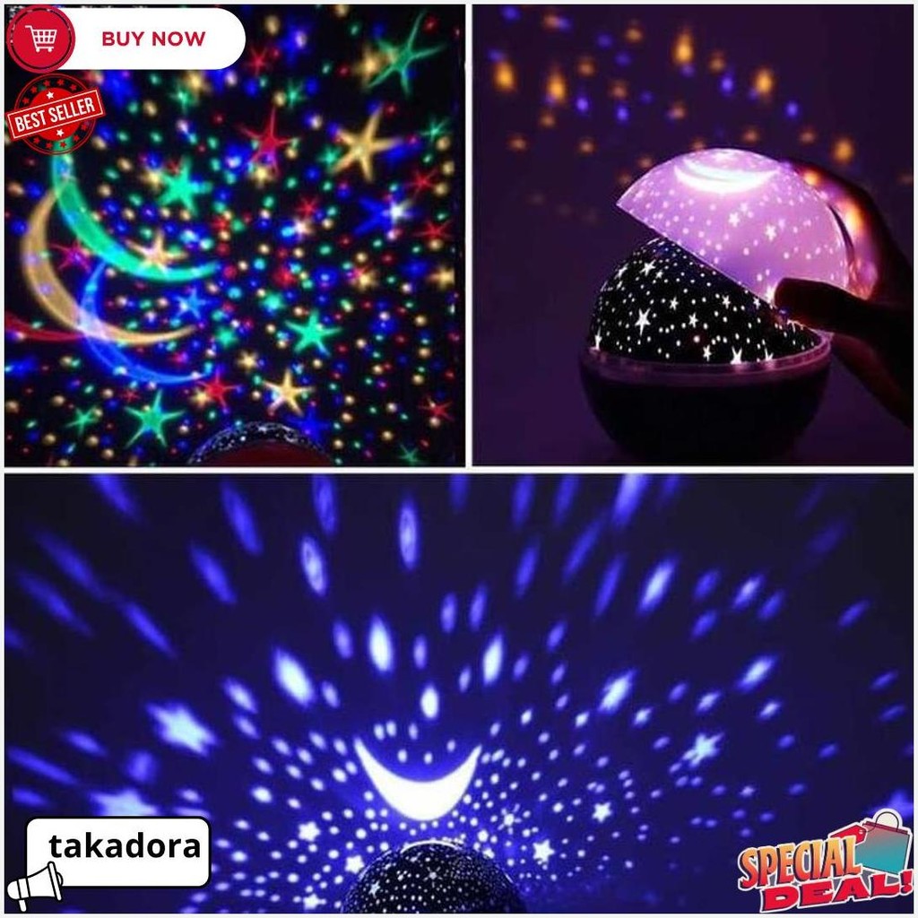 Lampu Tidur Proyektor Bulan Bintang / Lampu Hias Kamar Tidur / Lampu Hias Proyektor Untuk Kamar Tidu
