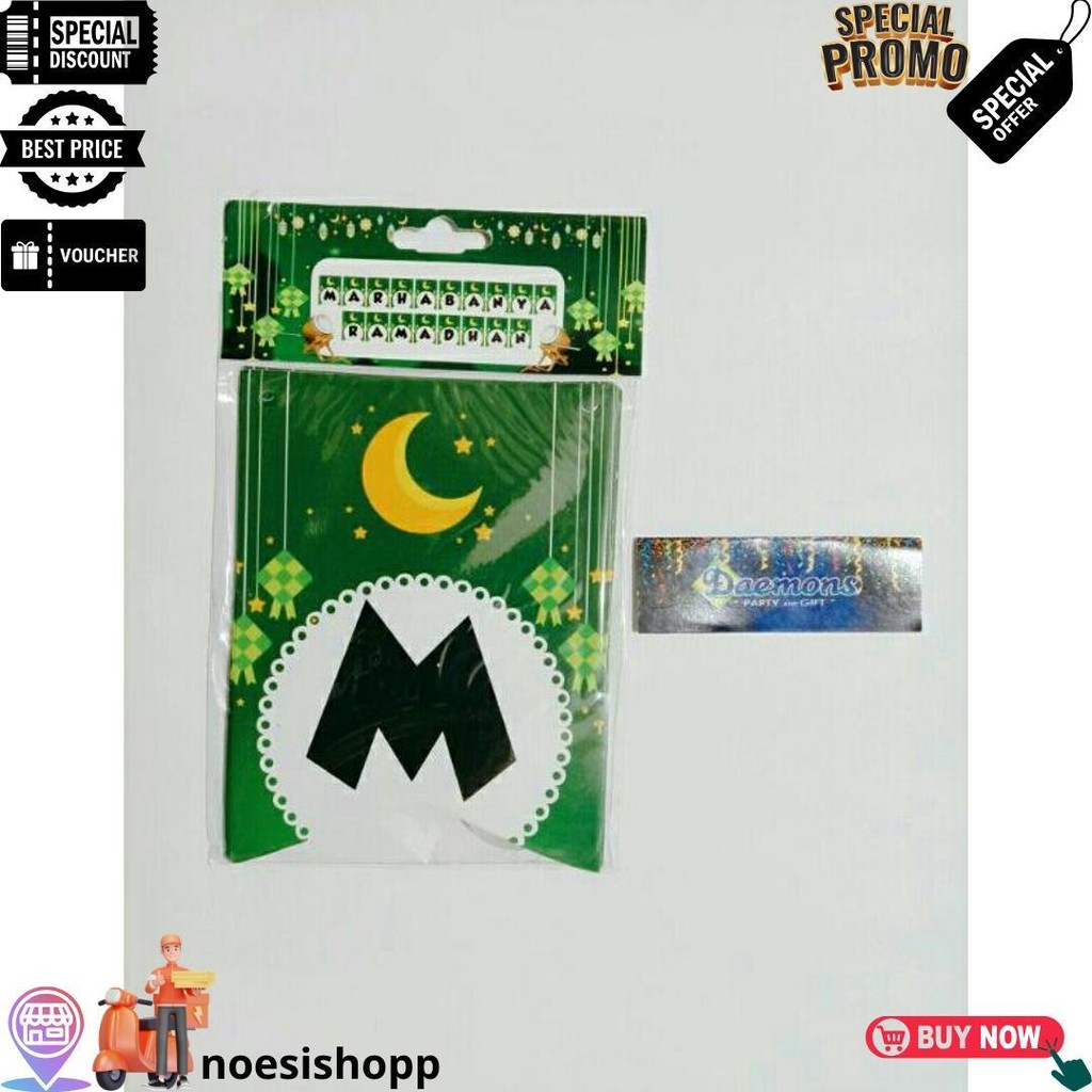 Banner Marhaban Ya Ramadhan / Hiasan Dekorasi Banner Marhaban Ya Ramadhan / Bunting Flag Puasa