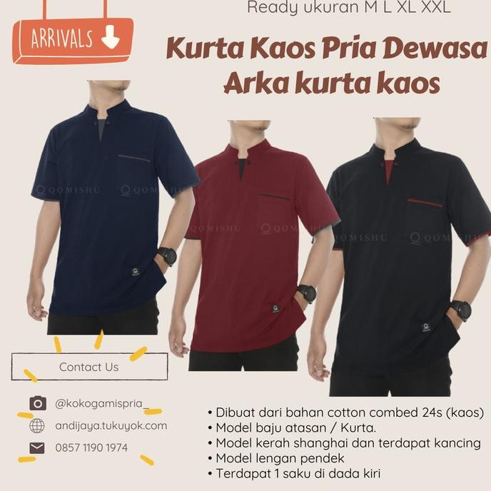 KURTA KAOS PRIA DEWASA KURTA KAOS ADEM ARKA