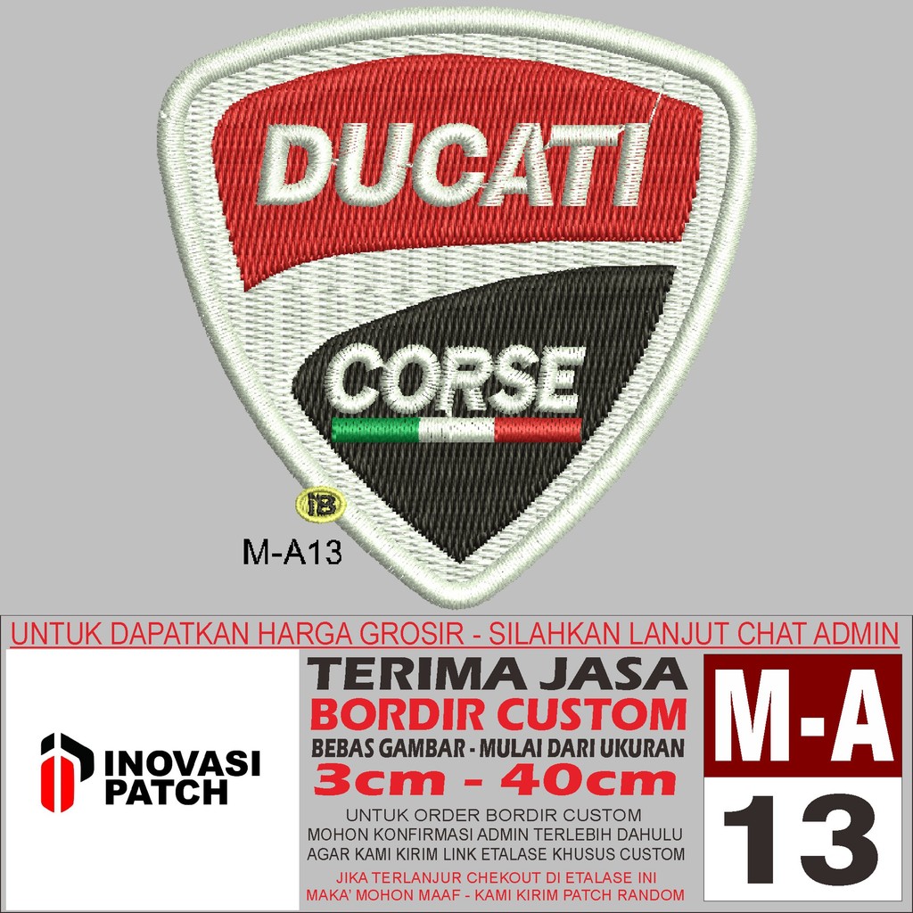 INOVASI PATCH BORDIR LOGO M-A13 LOGO/BRAND AUTOMOTIV DUCATI - REVIEW/TESTIMONI
