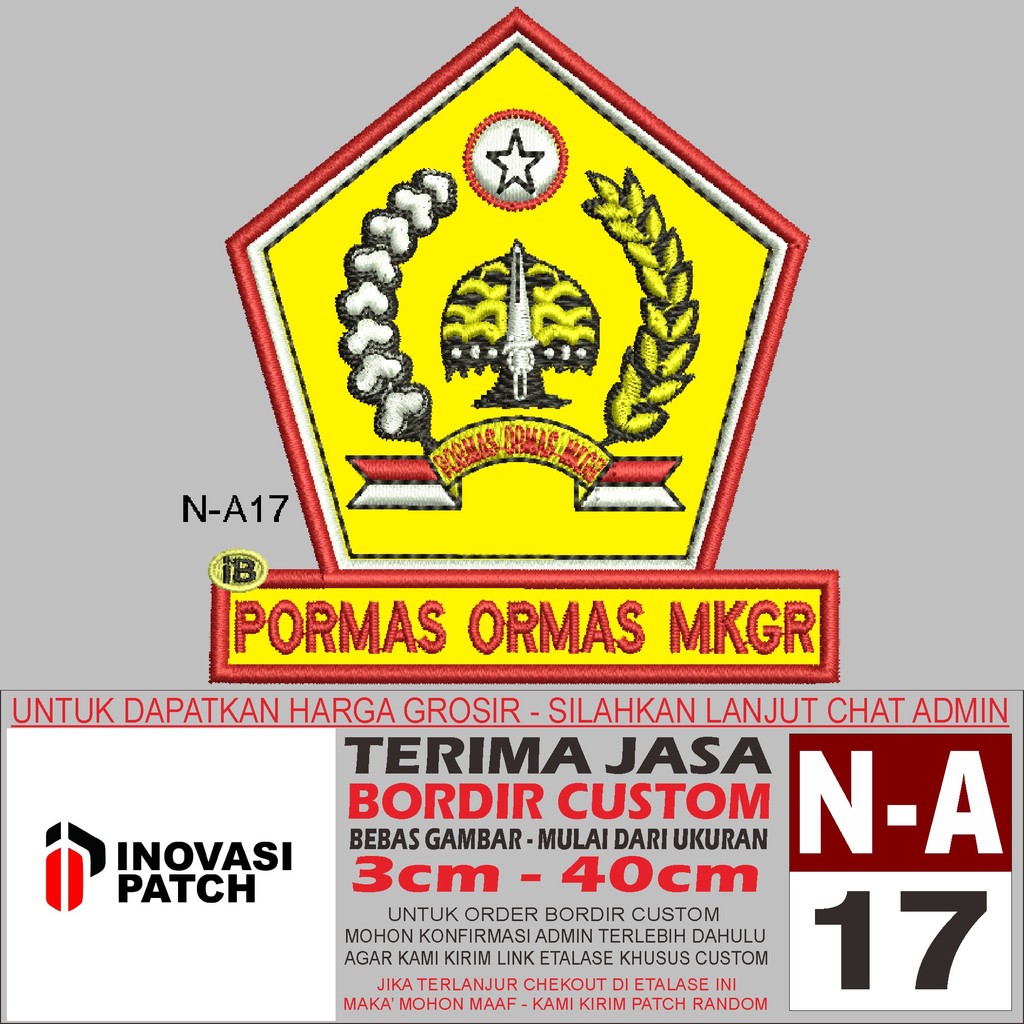 INOVASI PATCH BORDIR LOGO N-A17 PORMAS ORMAS MKGR - REVIEW/TESTIMONI