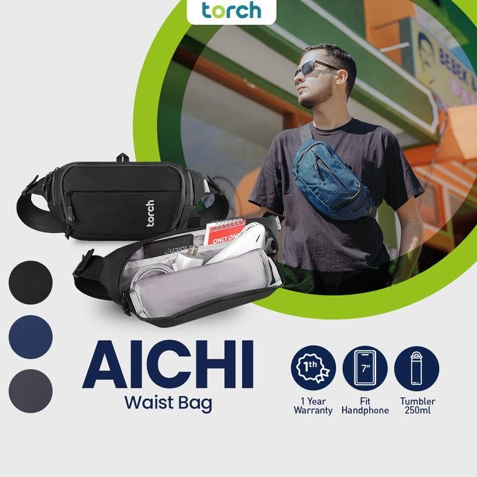 Torch Tas Pinggang Selempang Anti Air Ringan - Waist Sling Bag Aichi