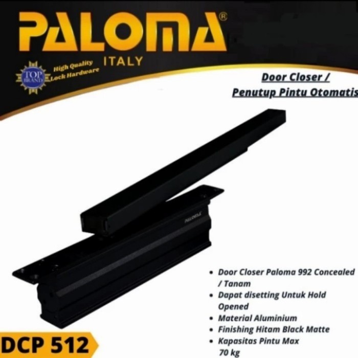 Paloma Door Closer Tanam Hitam Dcp 512