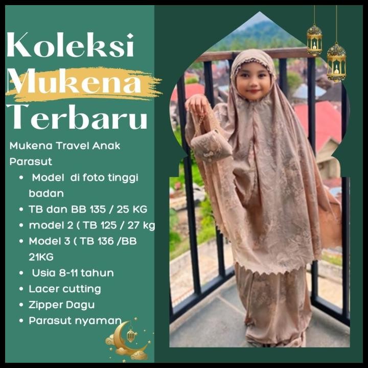 Muslim-Mukena Travel Anak Tanggung Parasut-Mukena Anak Parasut Korea- Mukena Mukena Parasut 2In1 Ber