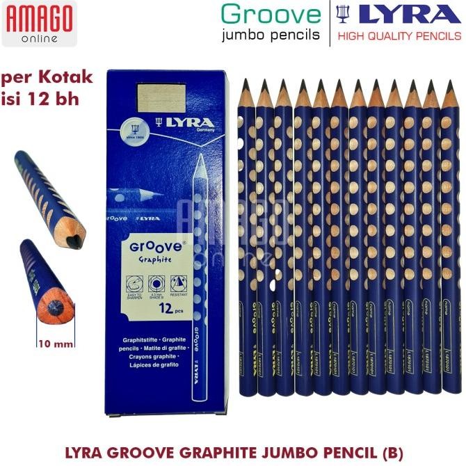 

PAKET - 1 KOTAK ISI 12 BH - LYRA GROOVE PENCIL JUMBO (B) - BLACK 10MM