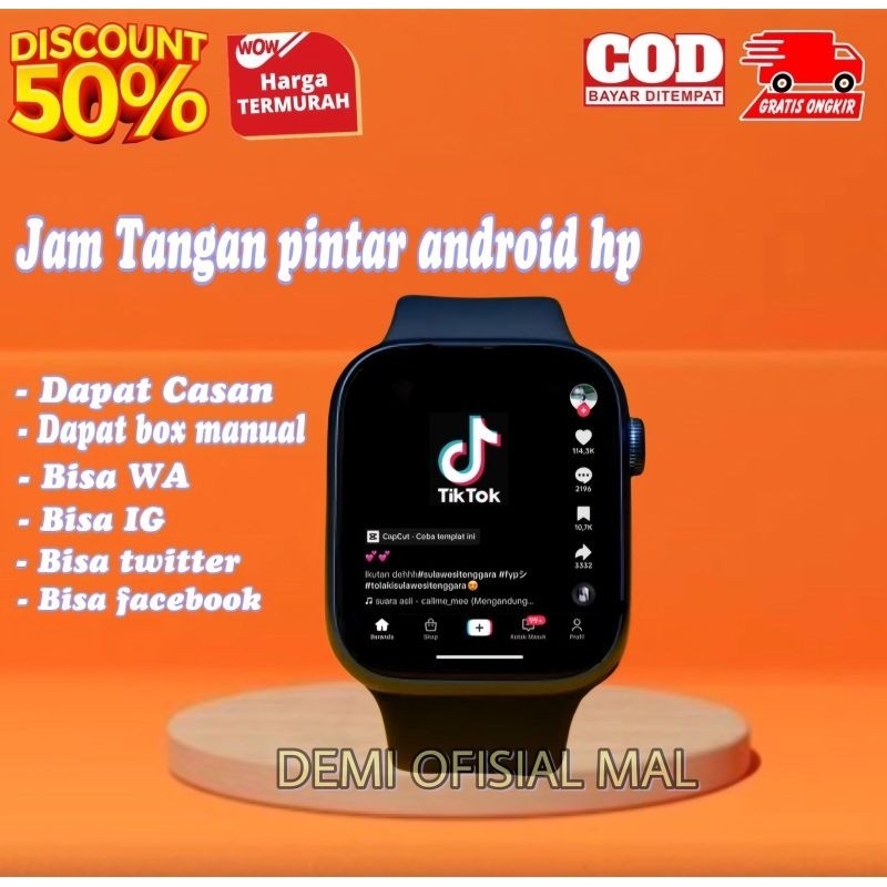 HOT DEALS Jam Tangan Pintar Android Hp Bisa WA Layar Sentuh Anti Air Smartwatch Pria Wanita Elegan