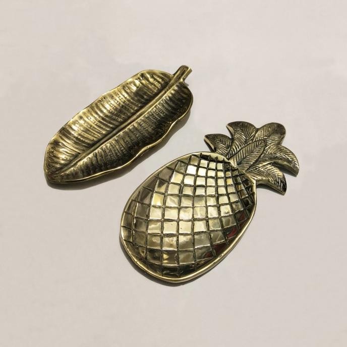 populer] Piring Daun Piring Nanas Bahan Kuningan Plate Brass Piring Antik