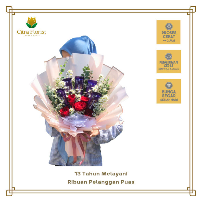 

BUKET COKLAT DAIRY MILK DAN BUNGA SEGAR / VALENTINE / WISUDA