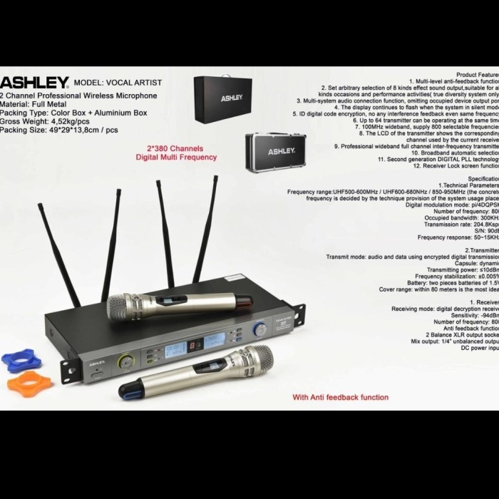 MIC ASHLEY VOCAL ARTIST/ARTIS MICROPHONE WIRELESS FREE KOPER ORIGINAL