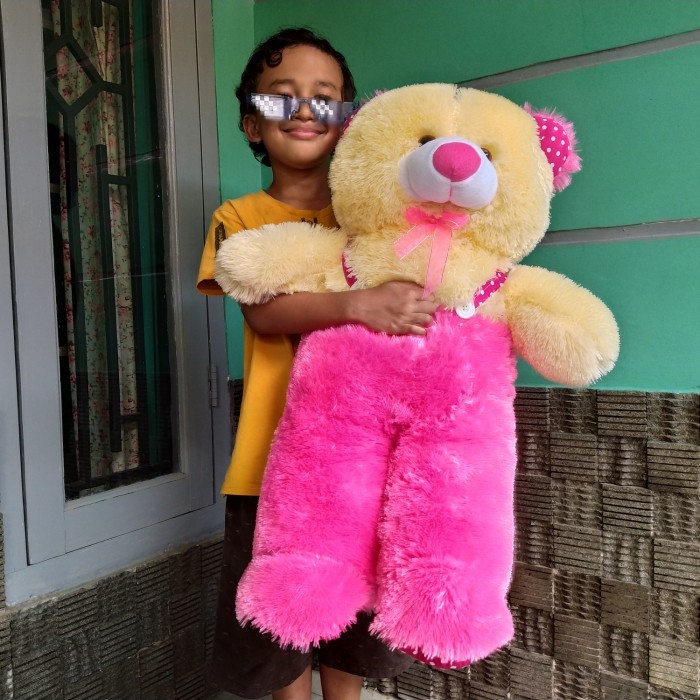 

BONEKA TEDDY BEAR OVER ALL JUMBO PINK