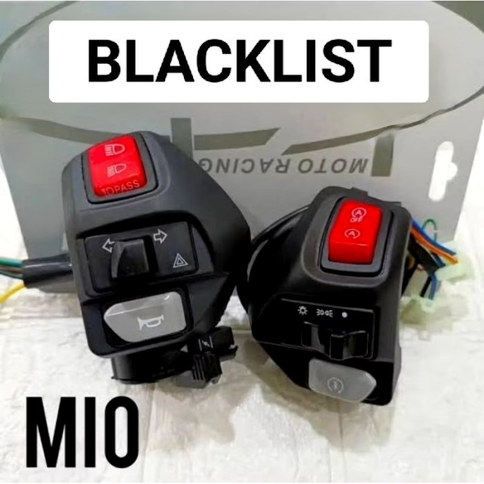 Saklar Set Hazard Vietnam Domino Tombol Hitam Merah Biru Motor Yamaha Mio Sporty Mio Smile Mio