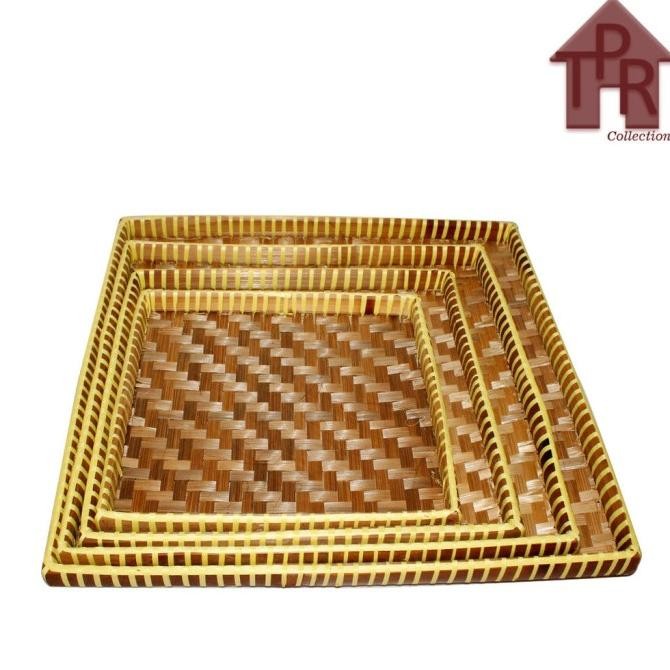 Tampah / tambir / nyiru bambu kotak untuk nasi tumpeng
