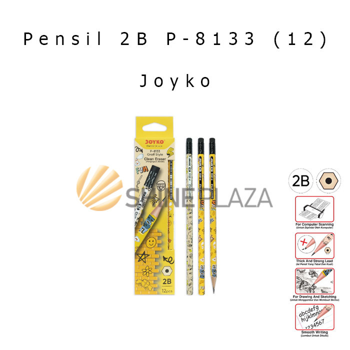 

[PACK] PENSIL KOMPUTER GAMBAR KAYU 2B JOYKO P-8133 1 PAK ISI 12 DRAWING GRAFF STYLE PENCIL MURAH