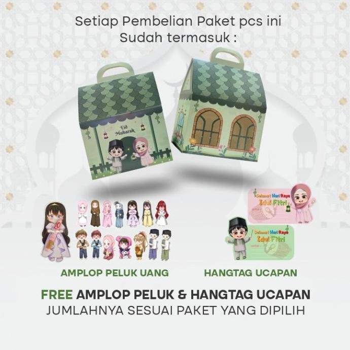 

Mubarak| PASTI MURAH GABLE BOX HAMPERS LEBARAN 25PCS/ MOTIF RUMAH IDUL FITRI / PARCEL HARI RAYA ANAK KEPONAKAN (PAKET 25PCS)