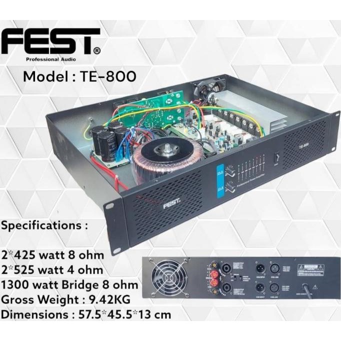 POWER AMPLIFIER FEST TE800 TE 800 GARANSI ORIGINAL