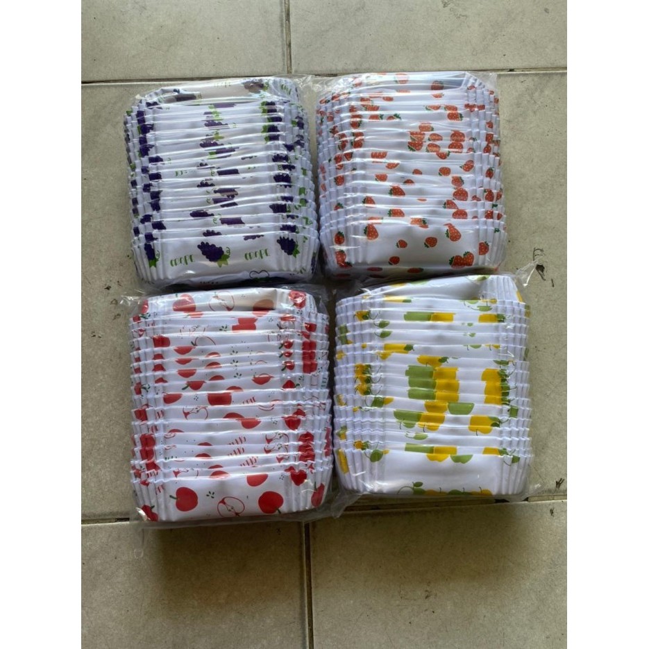 PROMO Tatakan Roti Sosis/ Kertas Cupcake Oval/ Cupcase Oval/ Lonjong Motif